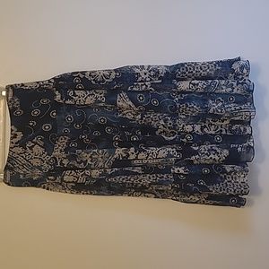 LAUREN RALPH LAUREN FAB BATIK PRINT NAVY SILK SKIRT LARGE